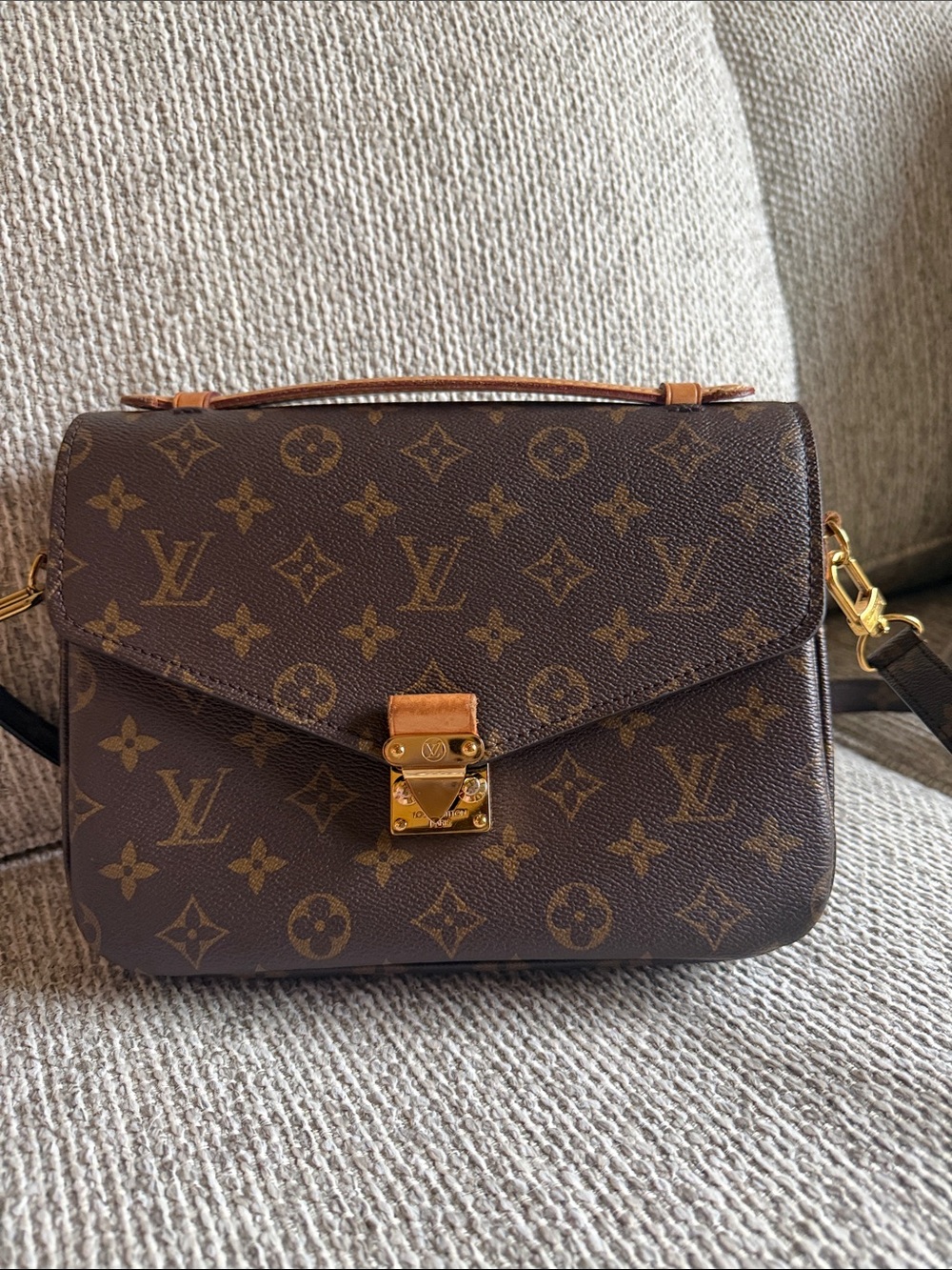 Louis Vuitton Monogram Canvas Shoulder Bag in Brown with Gold Hardware